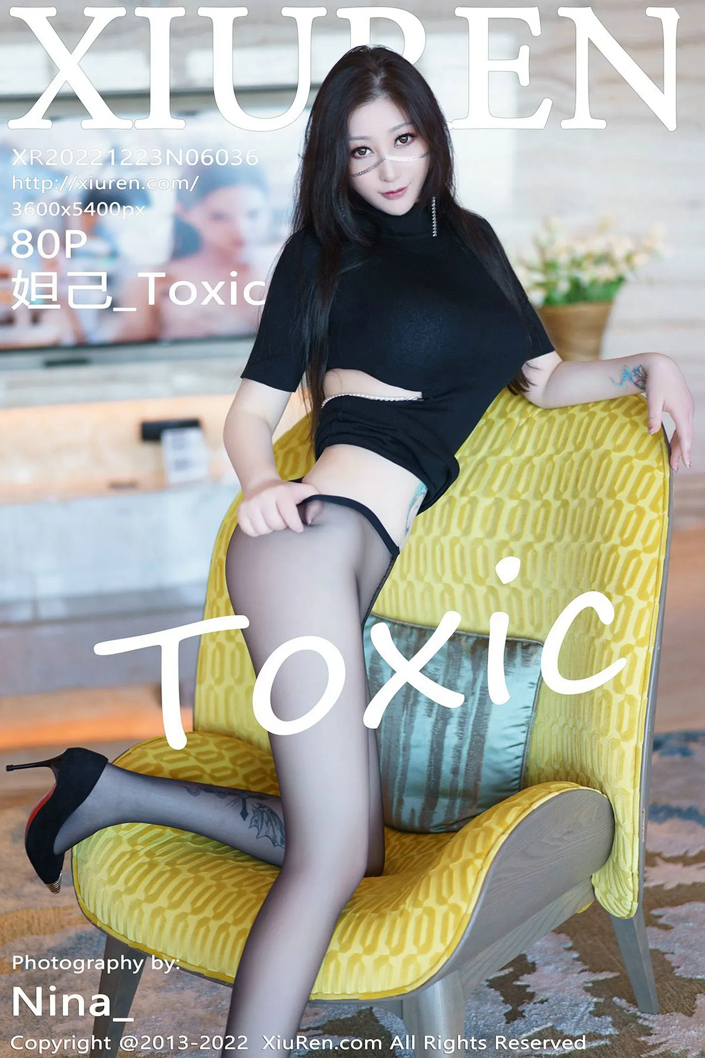 [XiuRen秀人网]No.6036_女神妲己_Toxic黑色收身衣配超薄无内黑丝秀翘臀美腿诱惑写真80P-秀人网 - XiuRen.Space